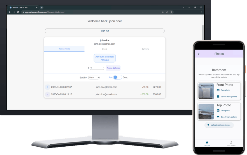 Photo showing RHOSCARS and RHOST on a mobile and monitor